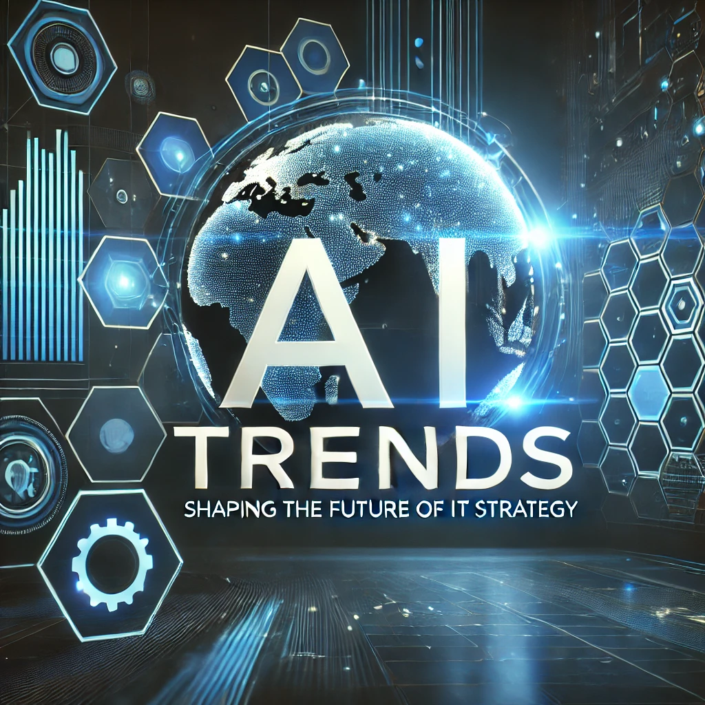 A futuristic digital image representing AI trends.
